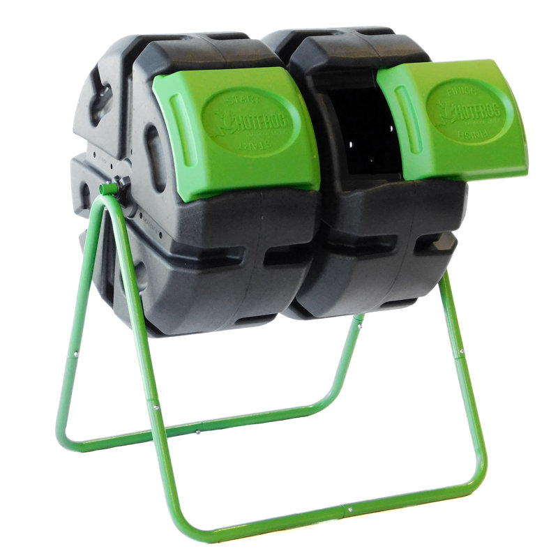 Fcmp Outdoor Hotfrog 37 Gallon Dual Body Rotating Tumbling Composter Bin Green And Reviews Wayfair